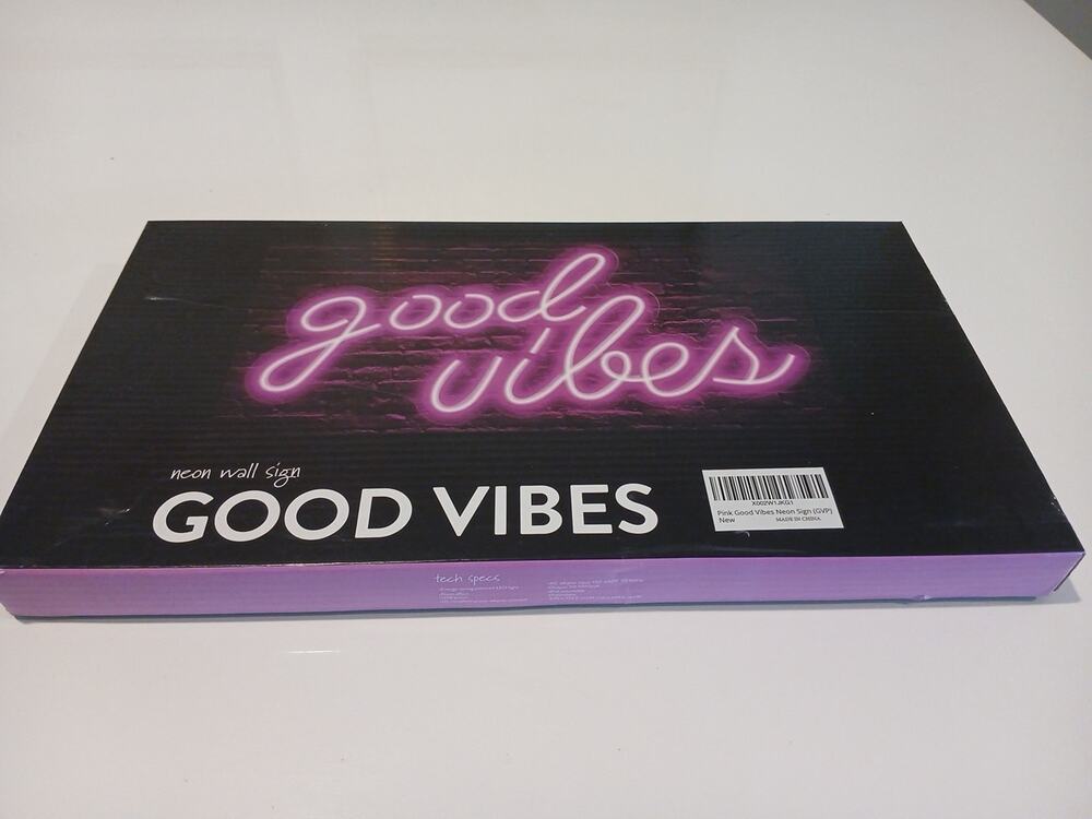 Good Vibes Neon Pink Sign, LED Light, USB ONLY, Wall Decor, Party, Bedroom Art